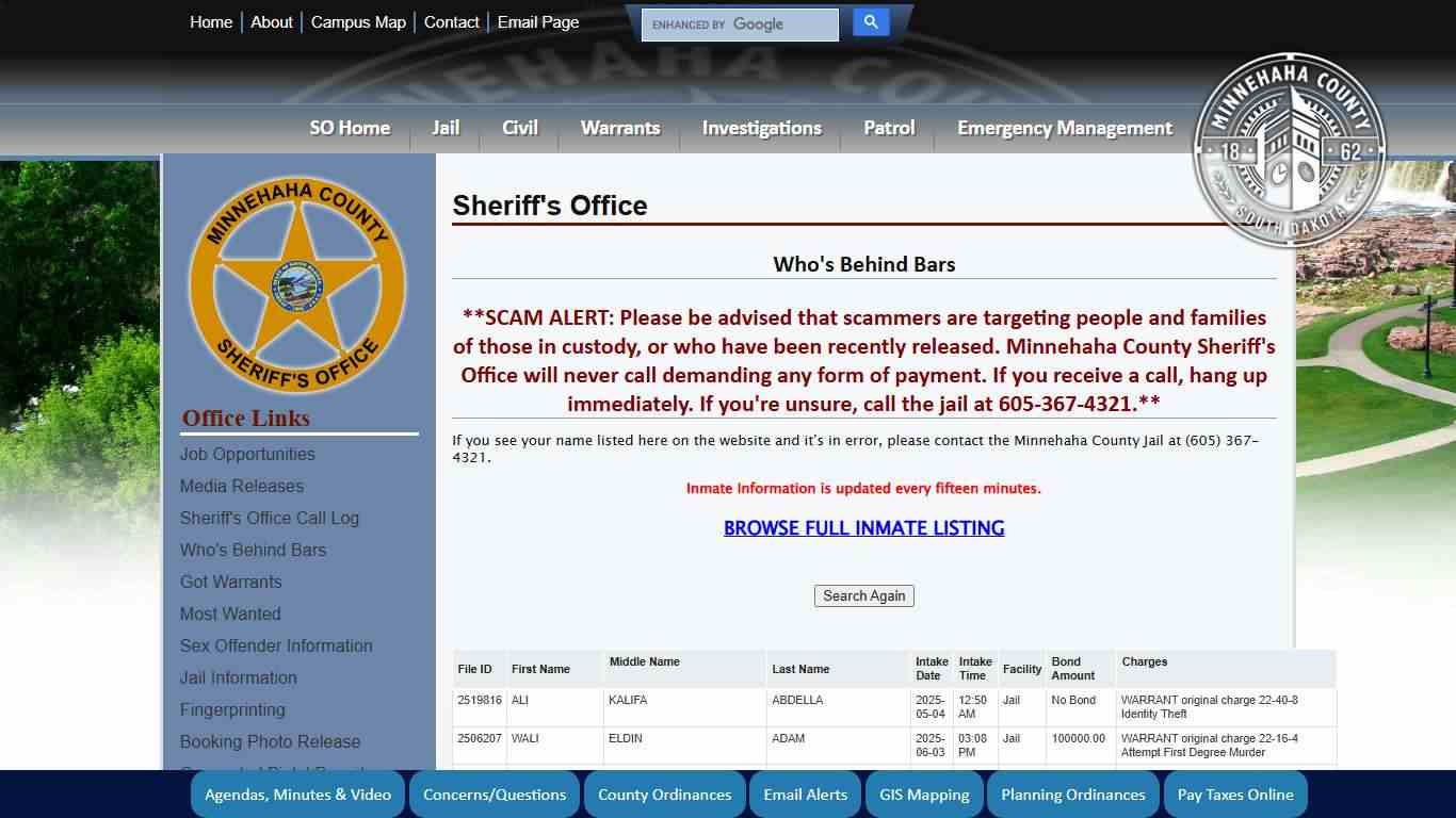 Minnehaha County, South Dakota Official Website - Sheriff's Office