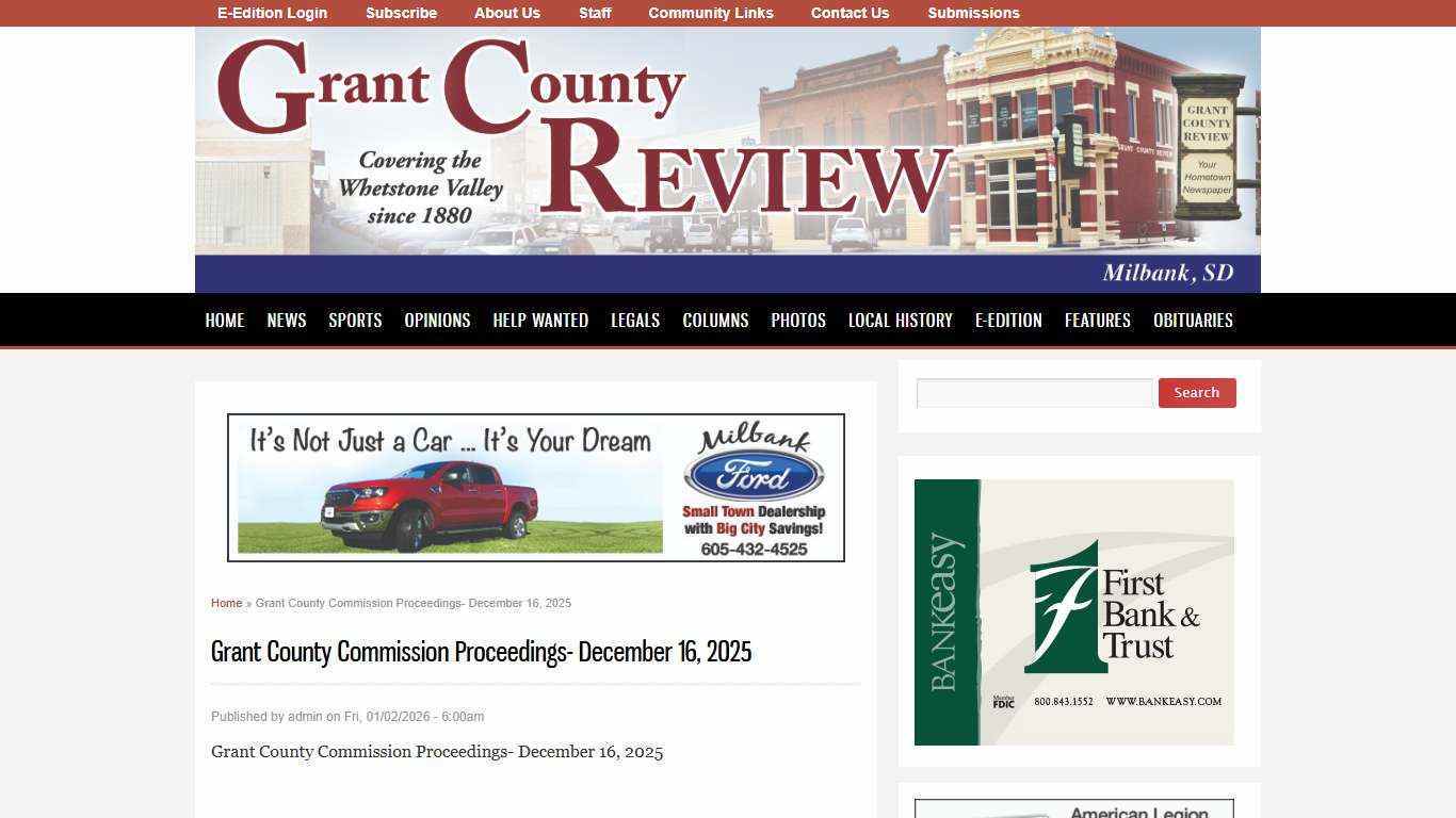 Grant County Commission Proceedings- December 16, 2025 | Grant County Review